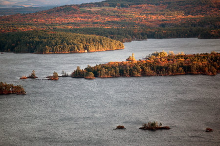 Mountains and Squam Lake in New Hampshire at fall time