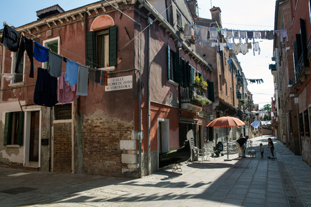 Buildings in a small street of Venice, Italyのeditorial素材