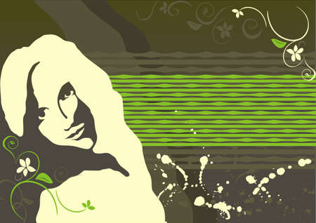 girl with flowersのイラスト素材