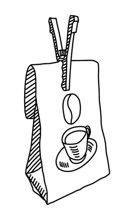 Foil Paper Food Bag Package Of Coffee On White Background Isolatedのイラスト素材