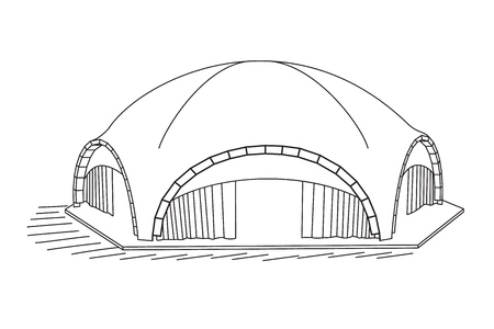 Arched Tent isolated on white background. Vector illustrationのイラスト素材