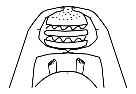 Hands holding a burger.のイラスト素材