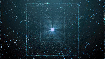 Futuristic technology background with hexagons and stars. 3D rendering