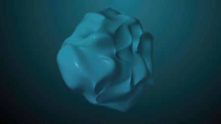3d render of an abstract morphing blue shape floating on a dark background