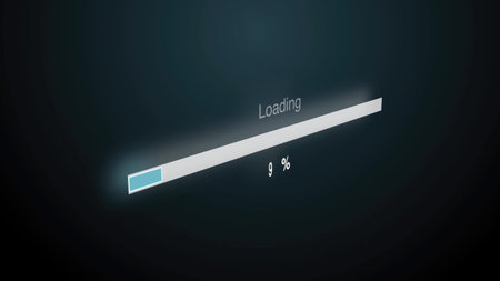 Progress bar at 9 with the text loading slowly progressing on a dark background