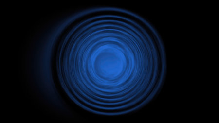 Swirling blue rings create a mesmerizing vortex against a dark backdrop, evoking a sense of depth...