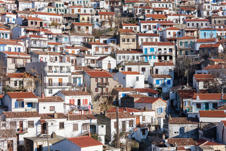 Typical island town of Greeceの写真素材