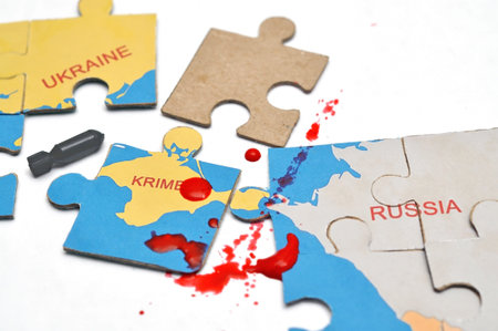 Image annexation of the Crimea in 2014 in the form of geographic puzzles