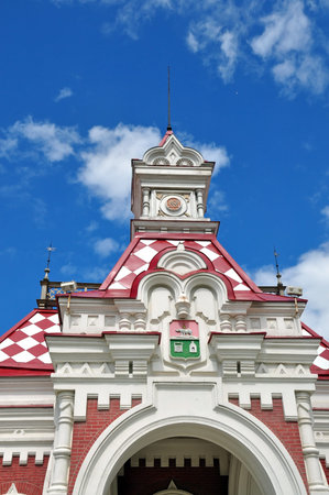 Building-museum of old railway station in Ekaterinburg after repair.