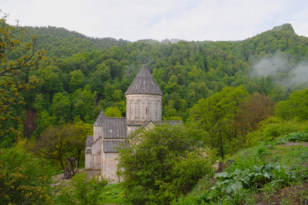 sacred Haghartsin Monastery  in Armenia. The ancient monastery is located near the town of Dilijan,...