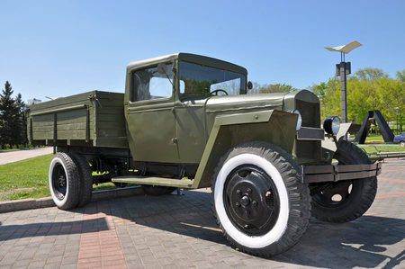 Soviet truck of times of World War II. exhibition of military equipment in Donetsk, ukraine