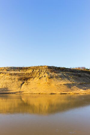natural sand quarry pond nature landscape geologyの写真素材