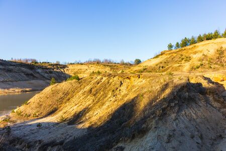 natural sand quarry pond nature landscape geologyの写真素材