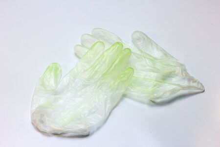 virus infection contaminated gloves. urgent disposal of biohazardの写真素材