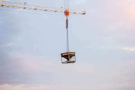 pouring concrete foundation building house construction crane developer contractor jobの写真素材