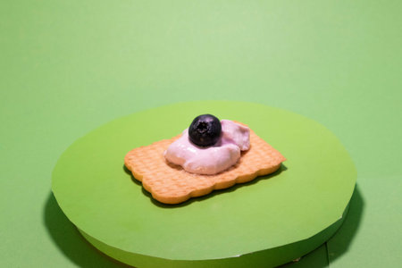 cookie with cream and berries isolated sweet chroma key bakeの写真素材