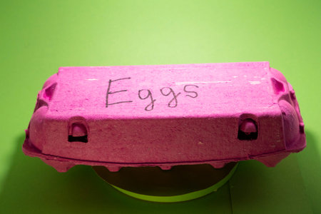 creative packaging for eggs chroma key isolated .concept safety moving warehouse