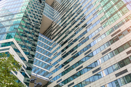 office building business center windows glass and sun beam .