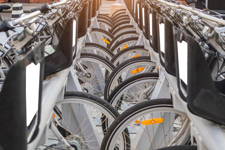 city bike rental parking urban transport eco wheels .Moscow cityのeditorial素材
