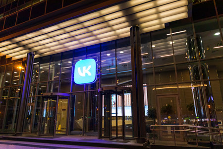 headquarters office of VK Group logo sign Moscow Mail ru .Russia,Moscow, 18okt2021.
