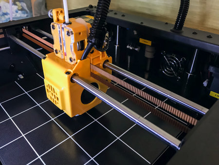 printer 3d device with numerically controlled machine,creates models a figure of polymer plastic