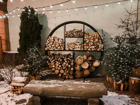 Log Storage in Winter Country life