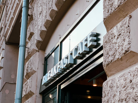 Cafe Breakfast sign in the town