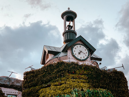 Fairytale clock tower Ancient Castle Walls