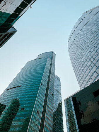 Modern building skyscraper blue facade glass