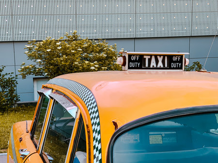 Taxi off duty sign retro carの写真素材