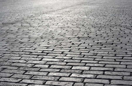 The area paved by stones. Cobblestone. Way.の写真素材