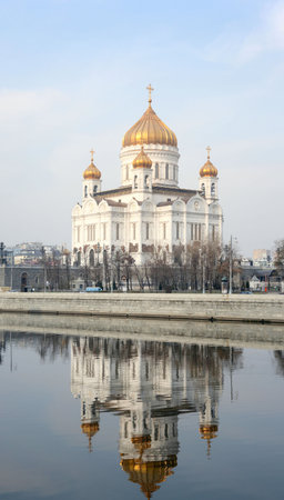Cathedral of Christ the Savior. Gold domes.の写真素材