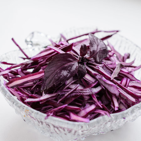 salad with cabbage and Basilの写真素材