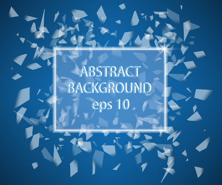 Glass abstract geometric, with a set of particles of different sizes. Frame with the inscription in the center. Vector illustration for your business presentations. Eps 10.のイラスト素材