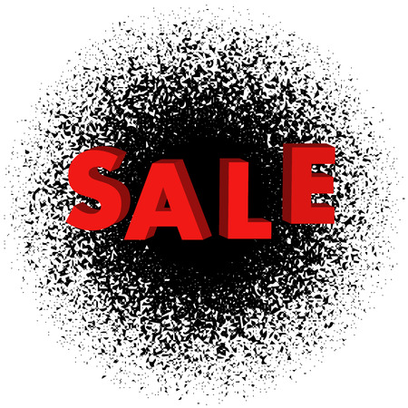 Sale of 3 d lettering with black crumbling shards on white background. Vector illustration. Eps 10.のイラスト素材