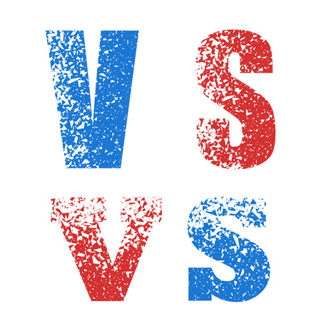 Illustration of the concept of rivalry in symbols, isolated on white background. Letters in abstract style. Vector elements for your design. Eps 10.のイラスト素材