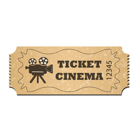 A cinema ticket, isolated on a white background. The element consists of a grunge texture. Vector illustration for your design. Eps 10.のイラスト素材