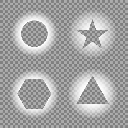 Geometric light effects on transparent background. Light frames, template. Vector illustration for your design. Eps 10.のイラスト素材