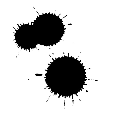 Ink stains on white background. Vector illustration of paint splashes for your design. Eps 10.のイラスト素材