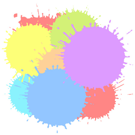 Color ink blots isolated on white background. Colorful vector illustration of paint splashes. Multicolored splash elements. Eps 10.のイラスト素材