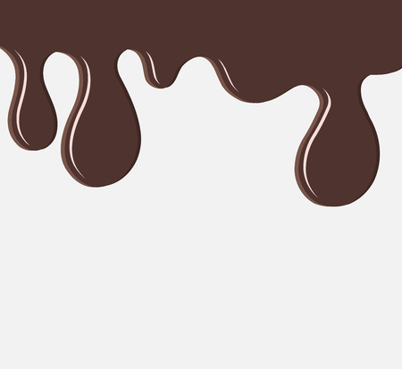 Chocolate drips. Current brown paint or other similar substance on white isolated background. Vector element for your design. Eps 10.のイラスト素材