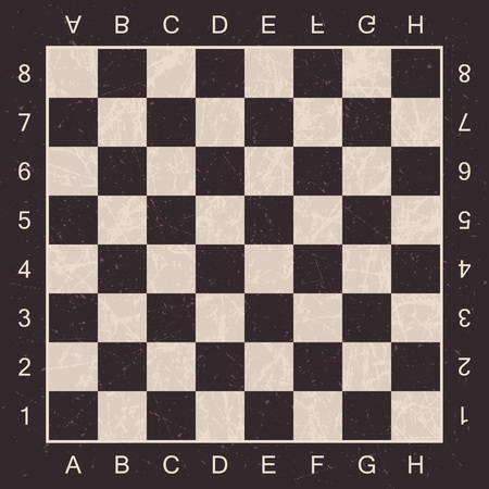 Grunge chess Board with letters and numbers. Vector chess Board for chess and checkers. Eps 10.のイラスト素材