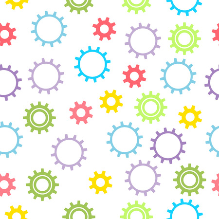 Seamless baby texture with colored gears on a light background. Vector illustration. Eps 10.のイラスト素材