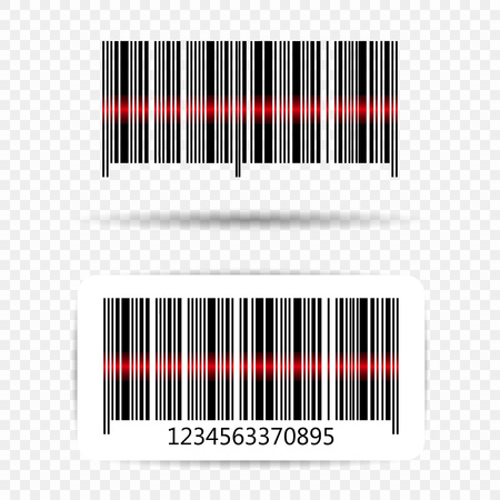Vector barcode with laser line. Barcode sticker. The element on the transparent background is isolated. Eps 10.のイラスト素材