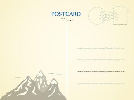 Postcard with the image of the mountains. Letter with a light texture. Paper telegram. Vector illustration. Eps.のイラスト素材