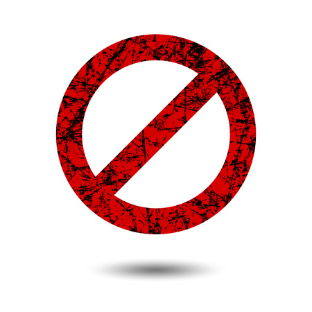 Not allowed sign, isolated light background. Scratched-worn grunge icon. Vector pattern, concept of prohibition. Eps 10.のイラスト素材