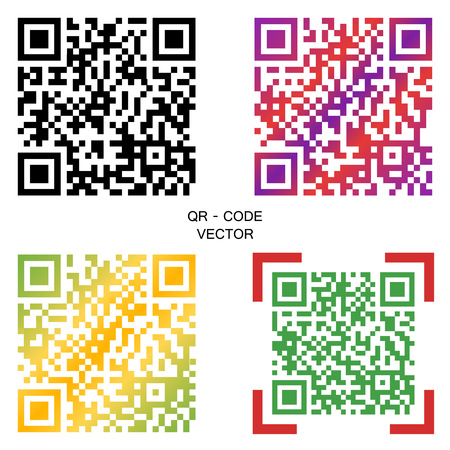 Vector QR code. A selection of multi-colored codes. Elements for your design. Eps.のイラスト素材