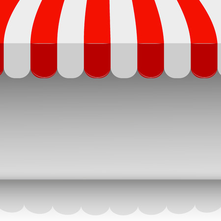 Store striped awning. illustration of red and white tent vector layout with space for your text. Eps.のイラスト素材