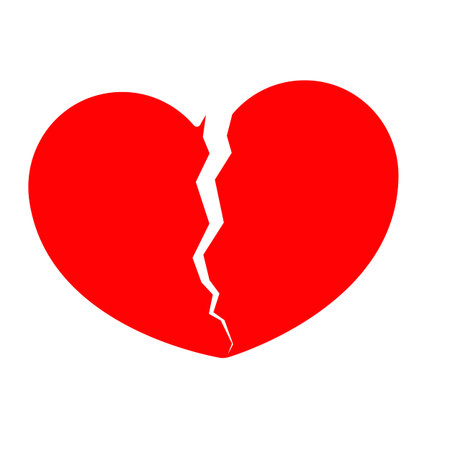 Broken heart vector icon. The design element is isolated on a light background. Eps.のイラスト素材