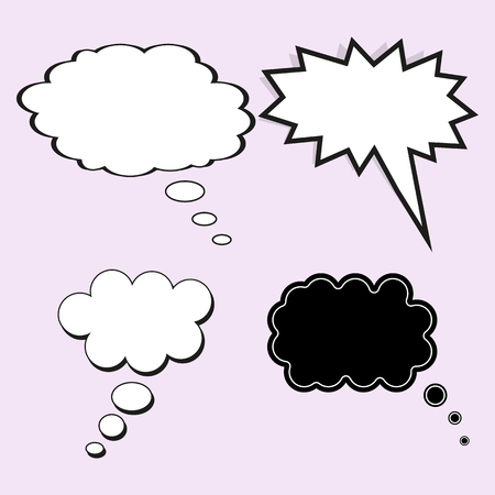 Comic speech bubble. The concept of thought or dream. Vector set of template elements for design, on isolated light background. Eps.のイラスト素材